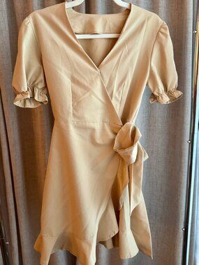Khaki Wrap dress- Small- Shein